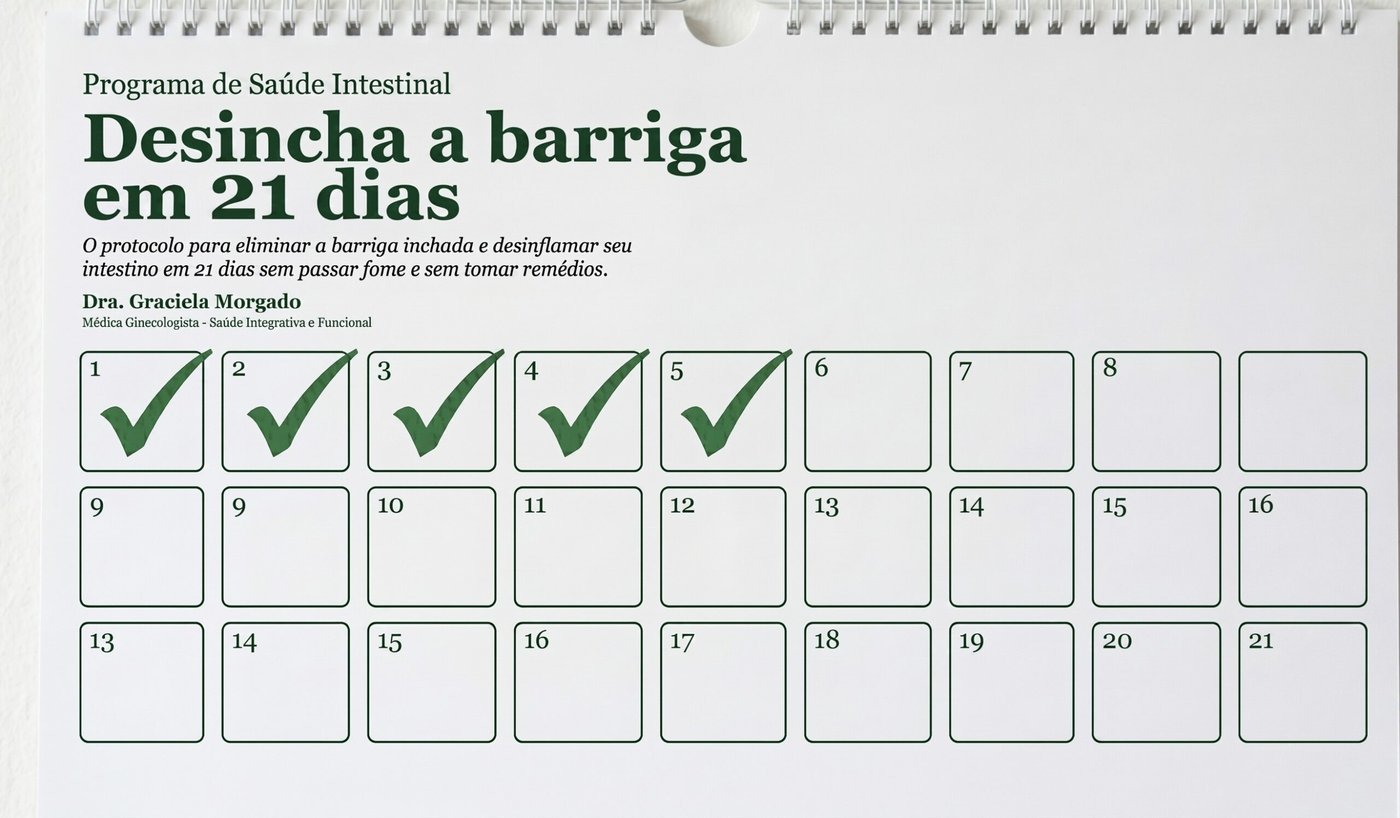 Planner do Plano Barriga Detox com o cronograma e o checklist dos 21 dias